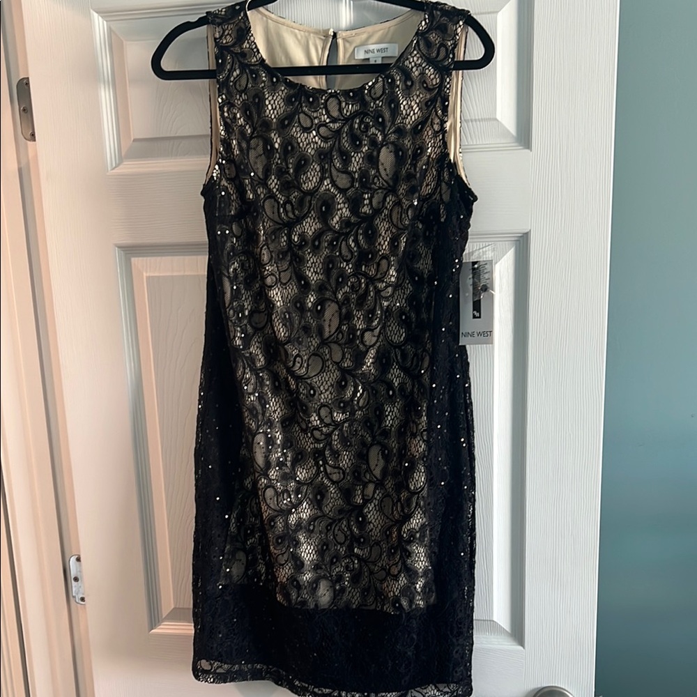 Nine West Black and Tan Sheath Mini Dress
